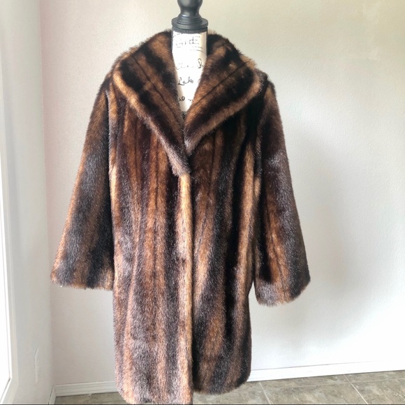 Terry Lewis Faux Fur Luxurious Brown Coat Winter - Picture 12 of 16